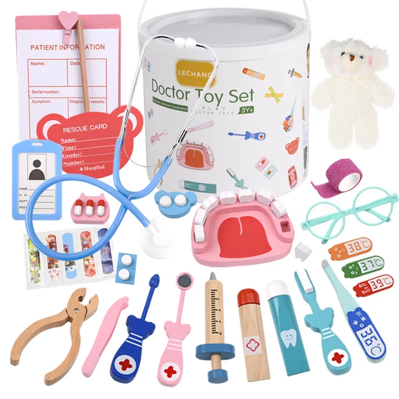 Kids Toys Doctor Set - مجموعة ألعاب خشبية للتظاهر بالطبيب ألعاب