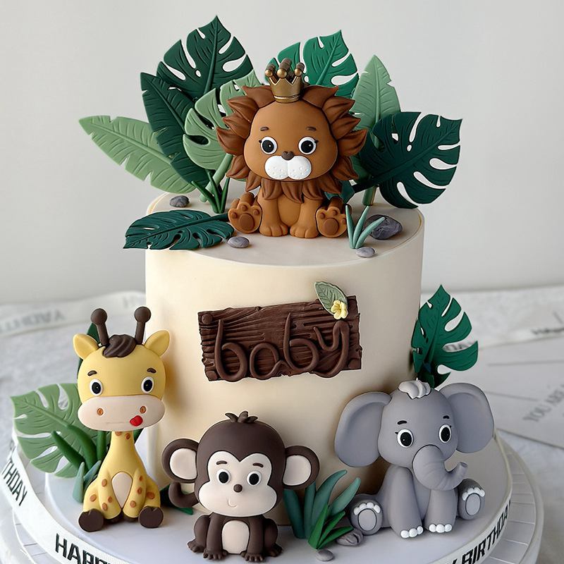 Kids Toys Elephant - الغابة سفاري الحيوان دمية كعكة ديكور