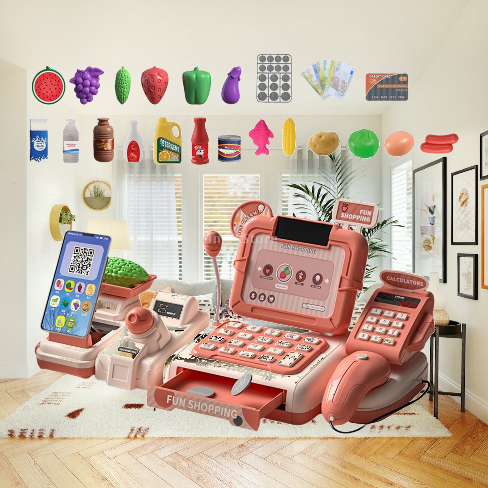 Kids Toys Stores - مجموعة ألعاب تسجيل المدفوعات النقدية للأطفال