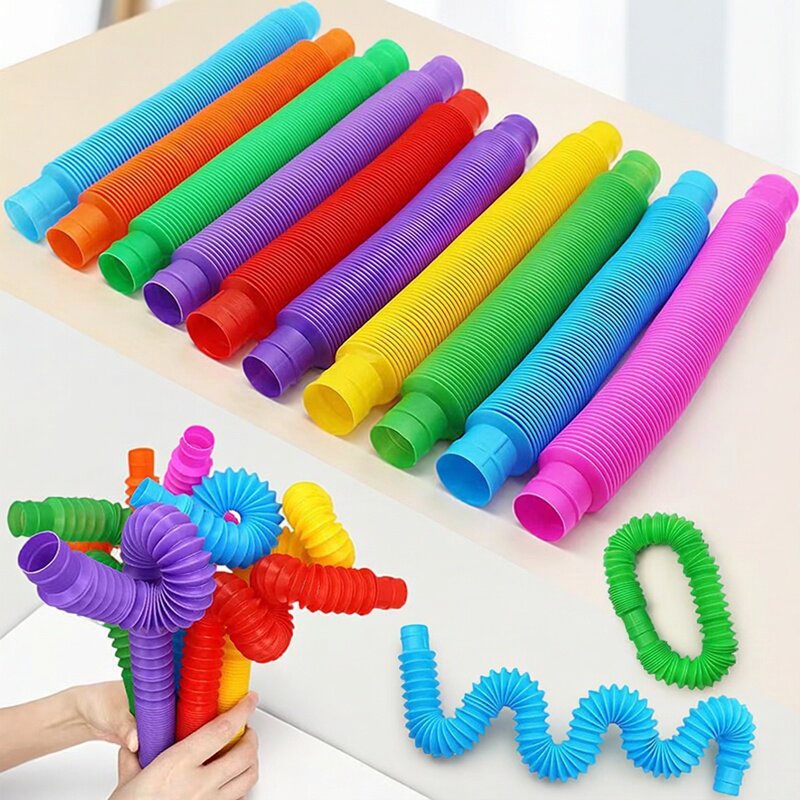 Kids Toys Play Youtube - أنابيب ملونة قابلة للتمدد، لعبة تخفيف