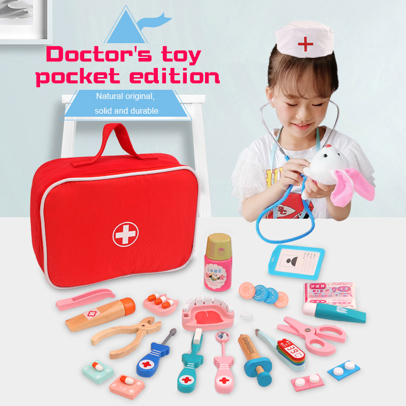 Kids Toys Doctor Set - ألعاب طبيب الأسنان الخشبية التظاهرية للأطفال،
